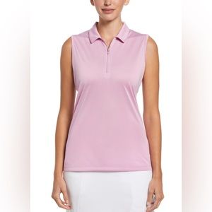 NWT CALLAWAY WOMENS 1/4 ZIP SLEEVELESS POLO TOP